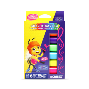 Tinta Guache em Bastão Neon 6 Cores - Acrilex